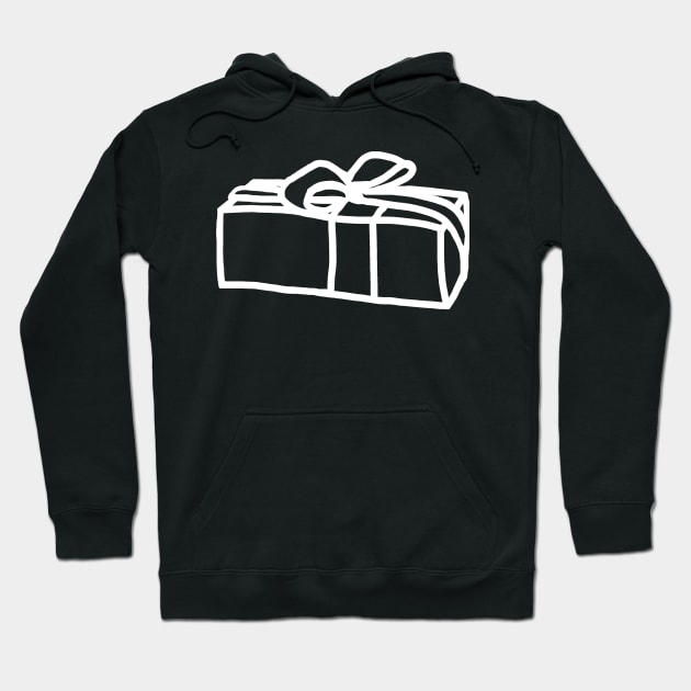 White Line Drawing One Wrapped Christmas Gift Box Hoodie by ellenhenryart